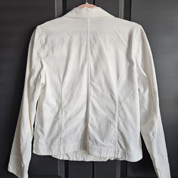 Eileen Fisher White Canvas Organic Cotton Jacket Womens Button Close Sz Small - Picture 8 of 8